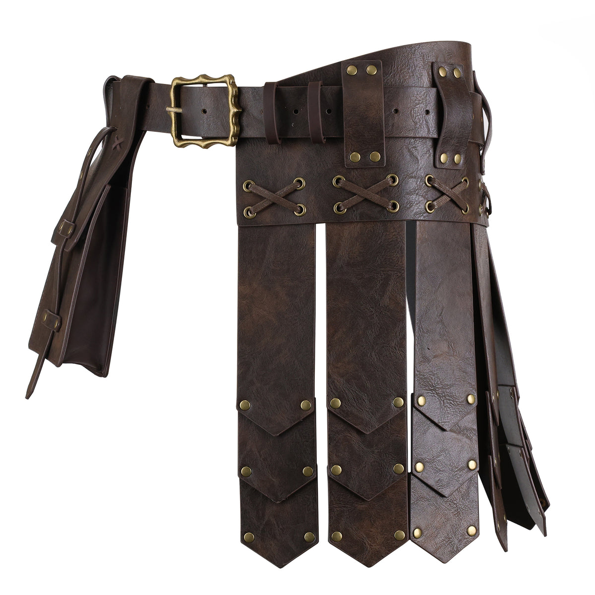 HiiFeuer Medieval Belt Knight Armor with Pouch Retro Faux Leather
