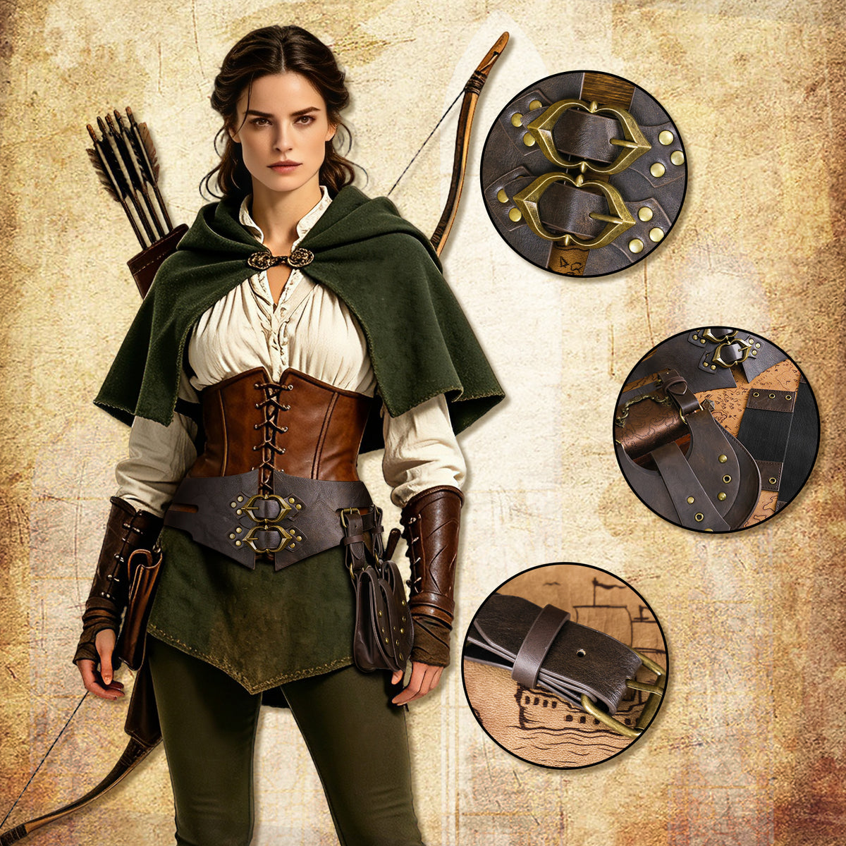 HiiFeuer Fantasy PU Leather Waist Sash