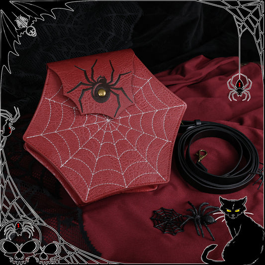 HiiFeuer Gothic Faux Leather Spider Web Purse
