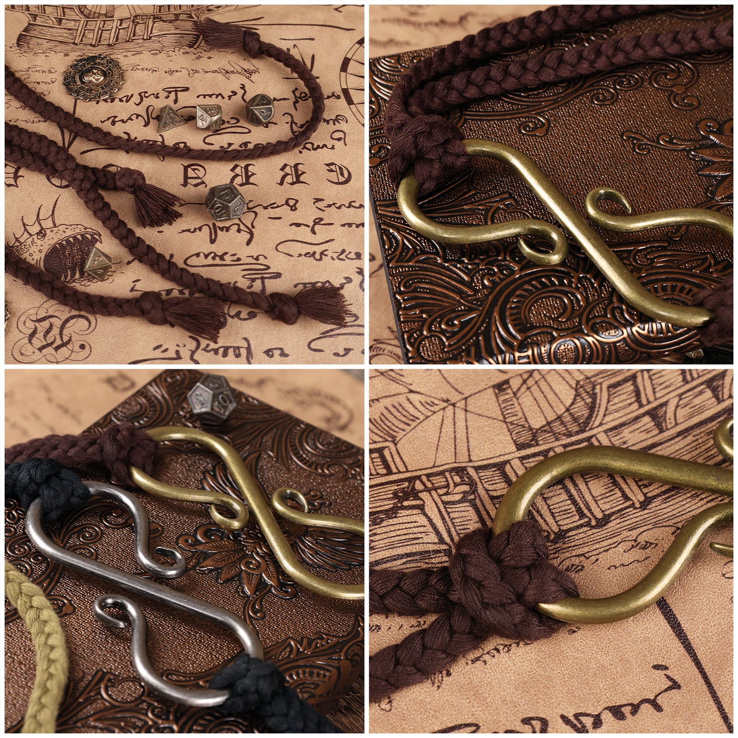 HiiFeuer Medieval Rope Belt with Metal Buckle