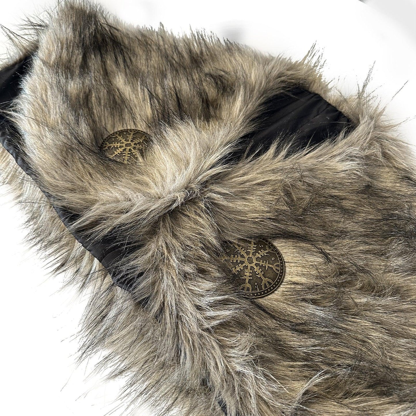 HiiFeuer Viking Artificial Fur Shawl Barbarian Fur Collar, Cosplay Wrap Medieval Costume Cloak, Retro Cape for LARP