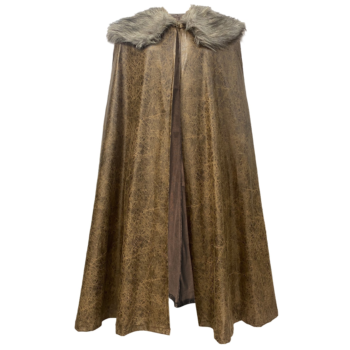 HiiFeuer Medieval Barbarian Cloak with Artificial Fur Shawl, Wrap Collar Viking Warrior Cape, Renaissance Role Play Costume