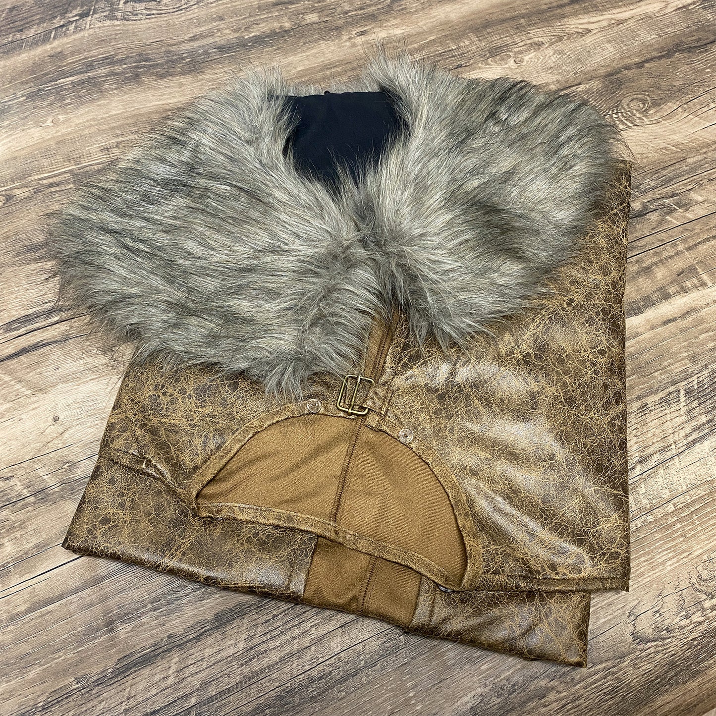 HiiFeuer Medieval Barbarian Cloak with Artificial Fur Shawl, Wrap Collar Viking Warrior Cape, Renaissance Role Play Costume