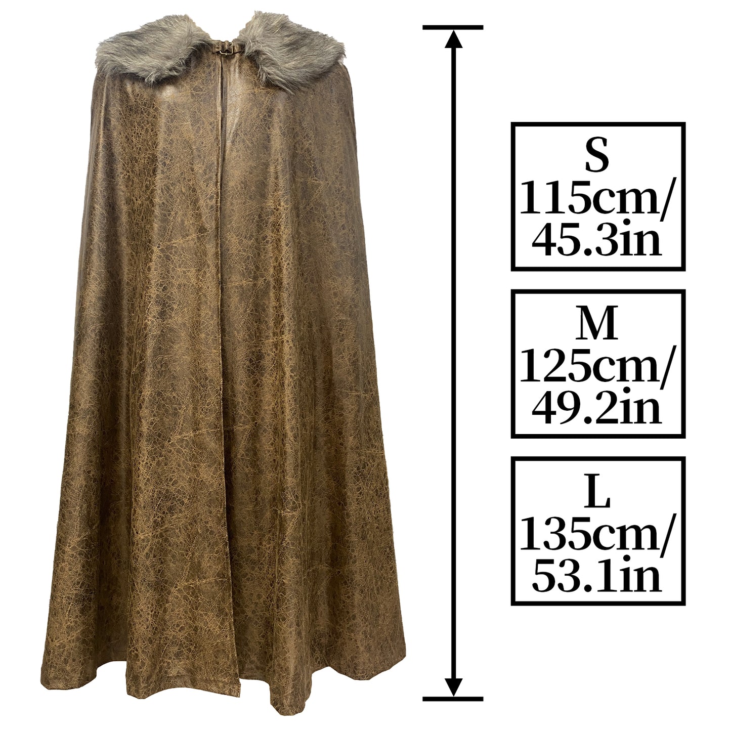HiiFeuer Medieval Barbarian Cloak with Artificial Fur Shawl, Wrap Collar Viking Warrior Cape, Renaissance Role Play Costume