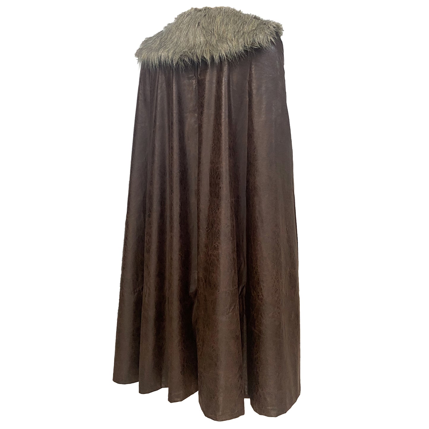 HiiFeuer Medieval Barbarian Cloak with Artificial Fur Shawl, Wrap Collar Viking Warrior Cape, Renaissance Role Play Costume