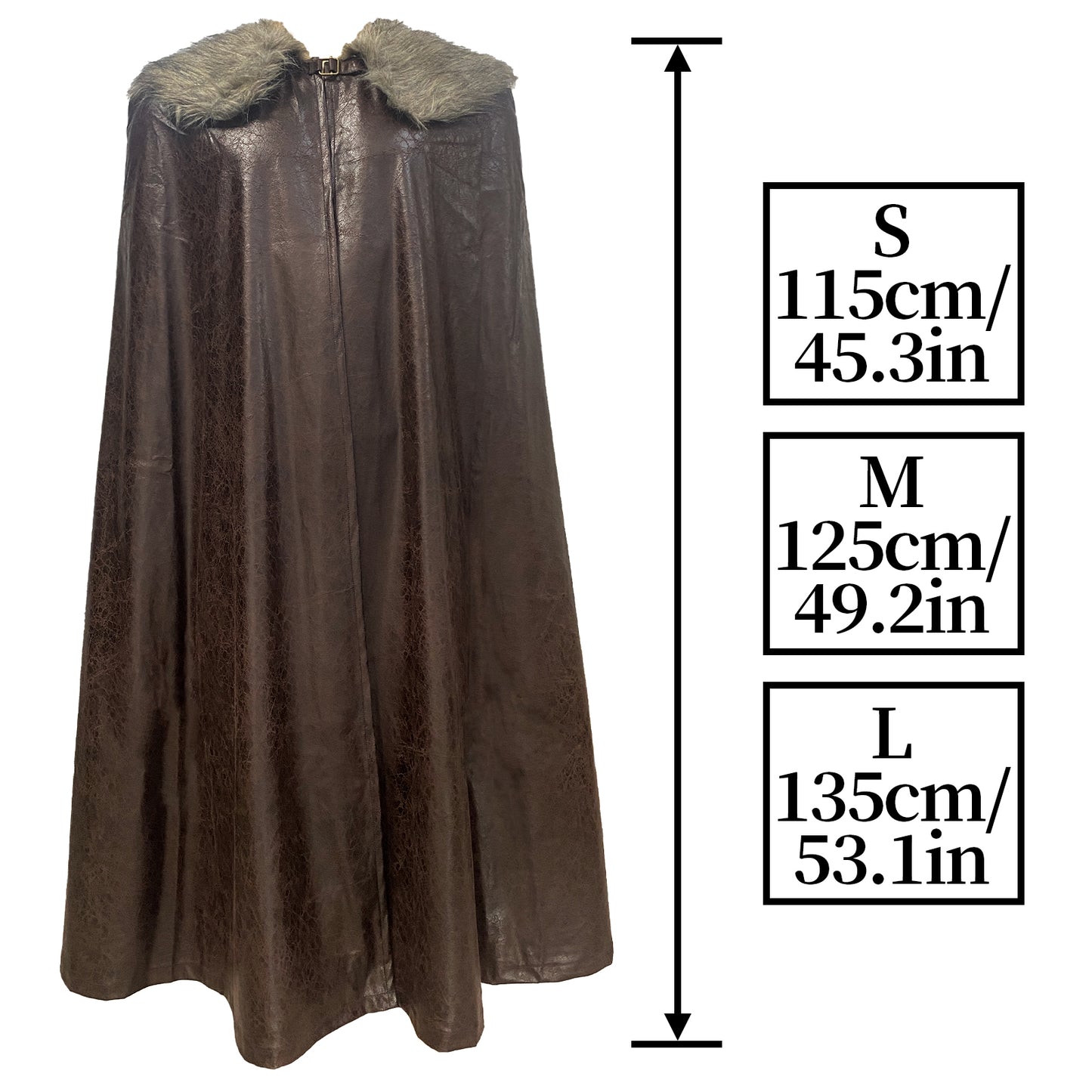 HiiFeuer Medieval Barbarian Cloak with Artificial Fur Shawl, Wrap Collar Viking Warrior Cape, Renaissance Role Play Costume
