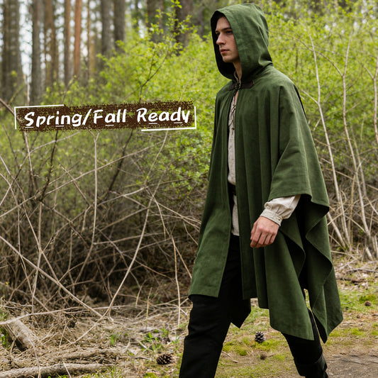 Medieval Corduroy Hooded Cloak