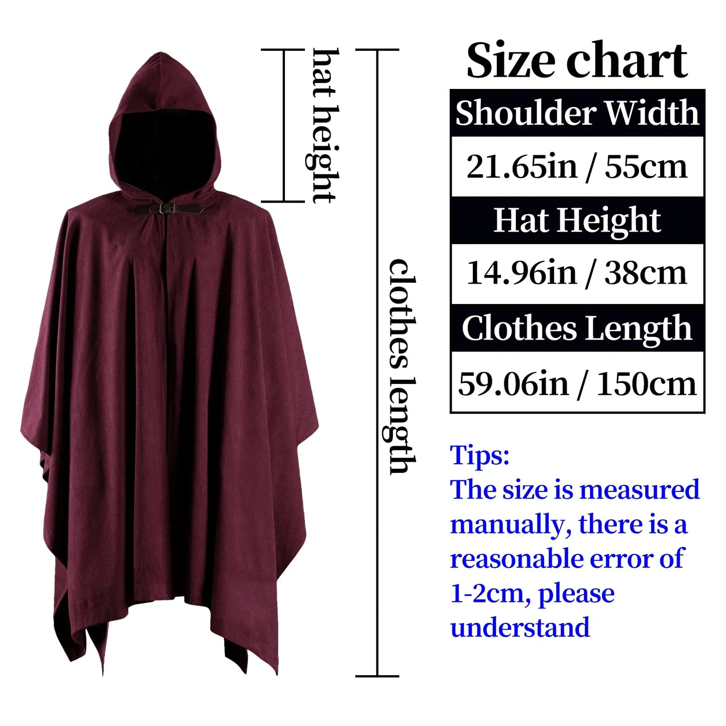 Medieval Corduroy Hooded Cloak