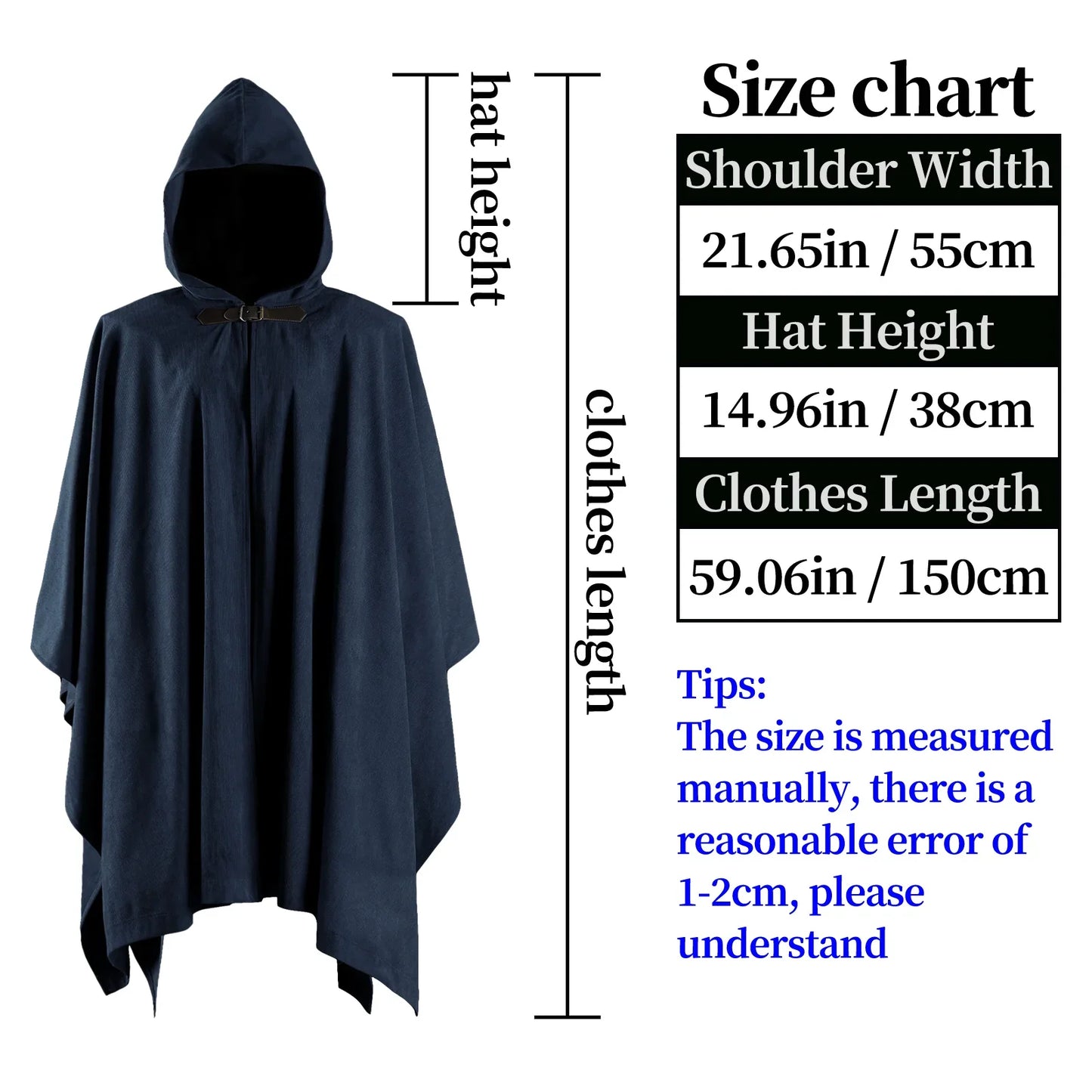 Medieval Corduroy Hooded Cloak