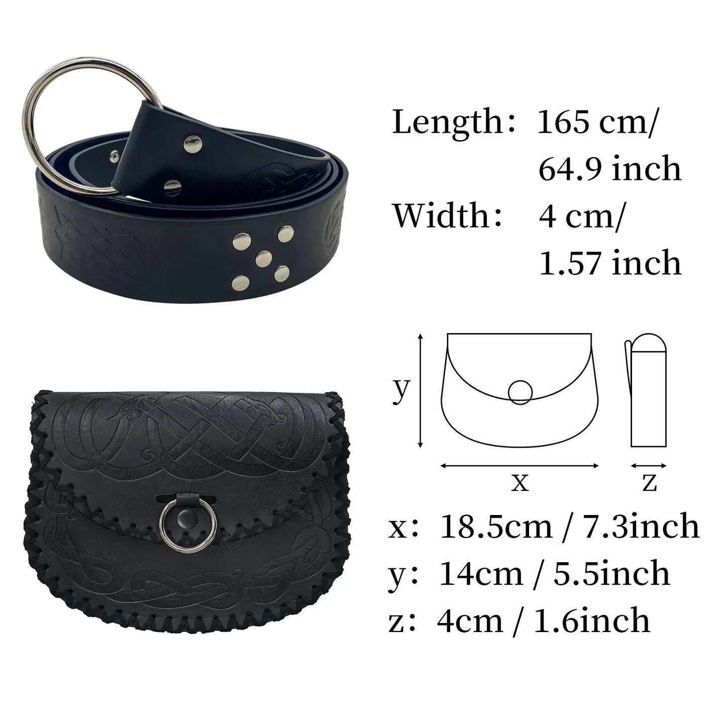 Medieval Embossed Belt with Belt Bag