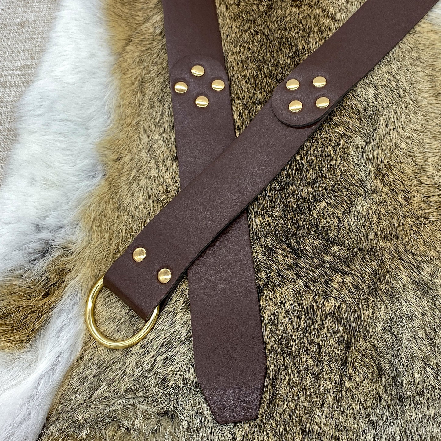 HiiFeuer Medieval O Ring Belt with Portable Drawstring Pouch, Retro Renaissance Faux Leather Belt and Purse Set for Ren Faire