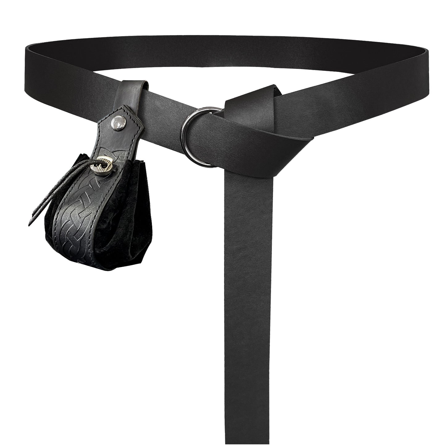 HiiFeuer Medieval O Ring Belt with Portable Drawstring Pouch, Retro Renaissance Faux Leather Belt and Purse Set for Ren Faire