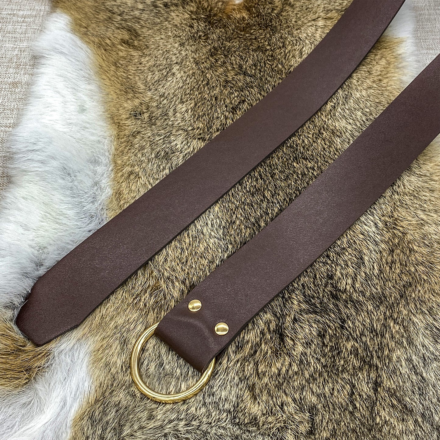 HiiFeuer Medieval O Ring Belt with Portable Drawstring Pouch, Retro Renaissance Faux Leather Belt and Purse Set for Ren Faire