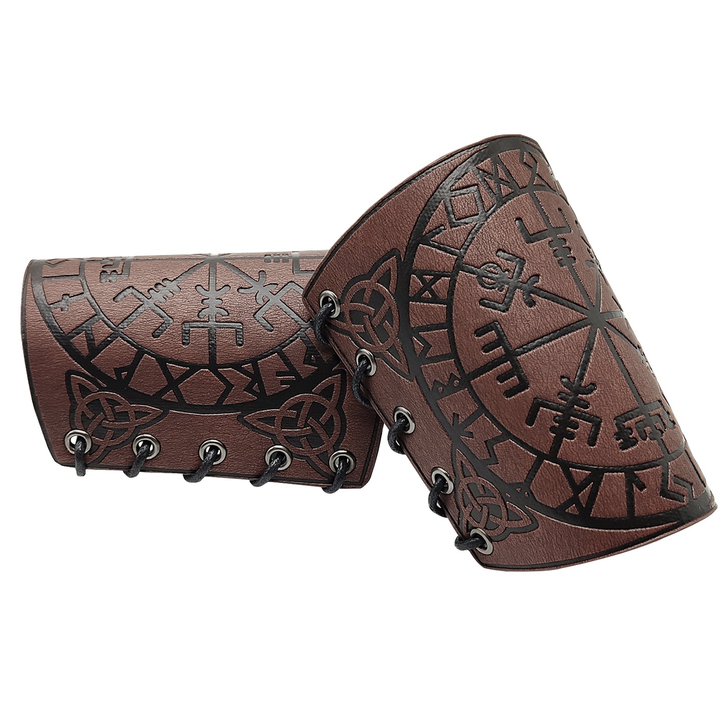 HiiFeuer Viking Vegvisir Embossed Leather Arm Armor 3 Colors LARP Gauntlet Leather Armor Bracer