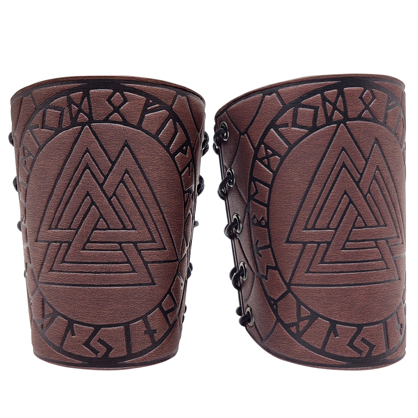 HiiFeuer Viking Arm Bracer, Embossed Norse Symbol Faux Leather Arm Armor, Medieval Faux Leather Arm Wristband for LARP