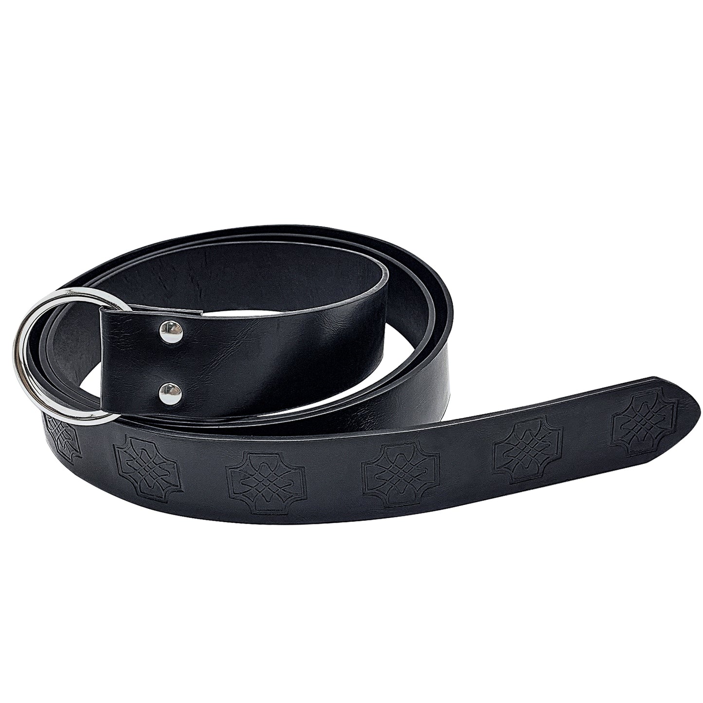 HiiFeuer Medieval Embossed PU Leather O-Ring Belt, Retro Renaissance Knight Belt