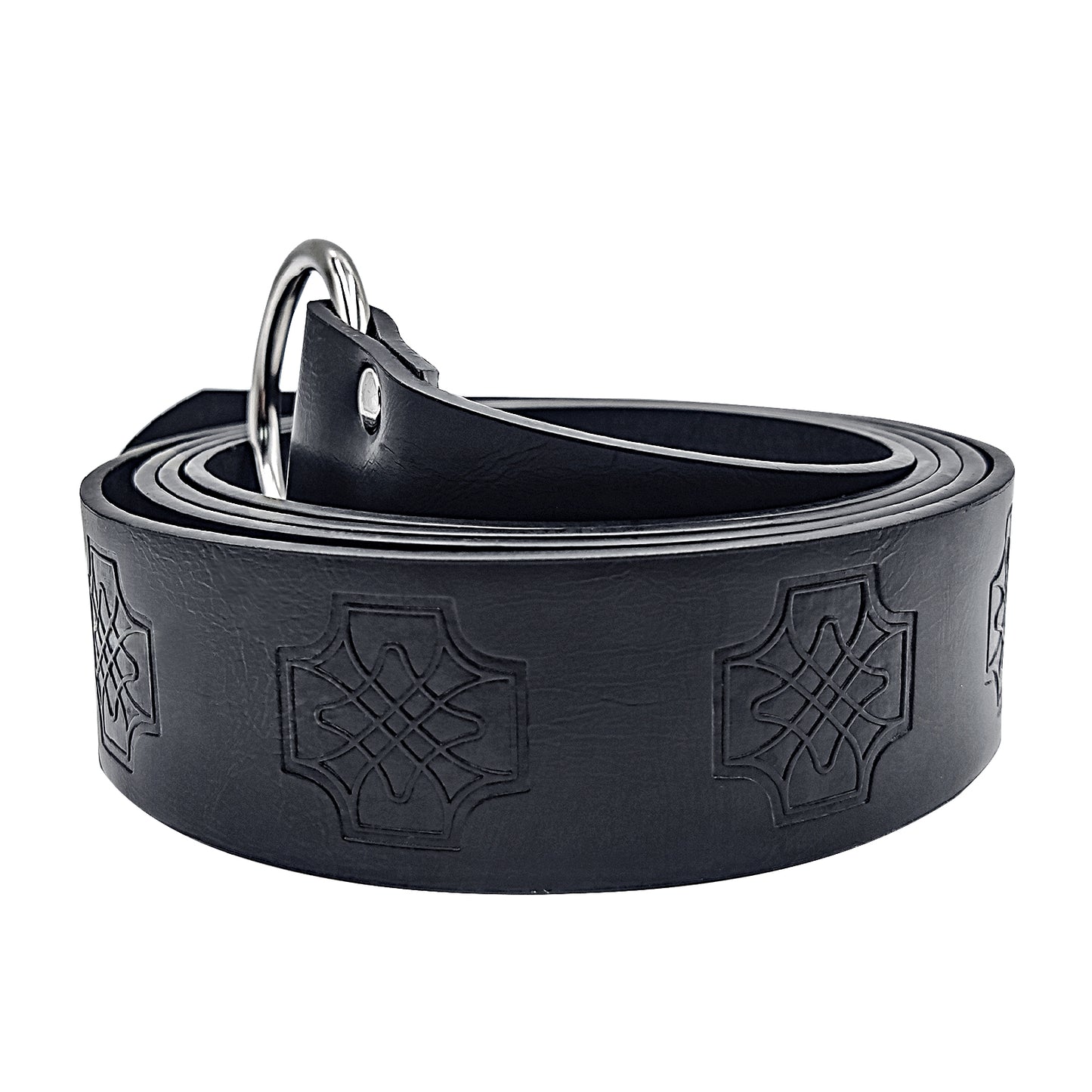 HiiFeuer Medieval Embossed PU Leather O-Ring Belt, Retro Renaissance Knight Belt