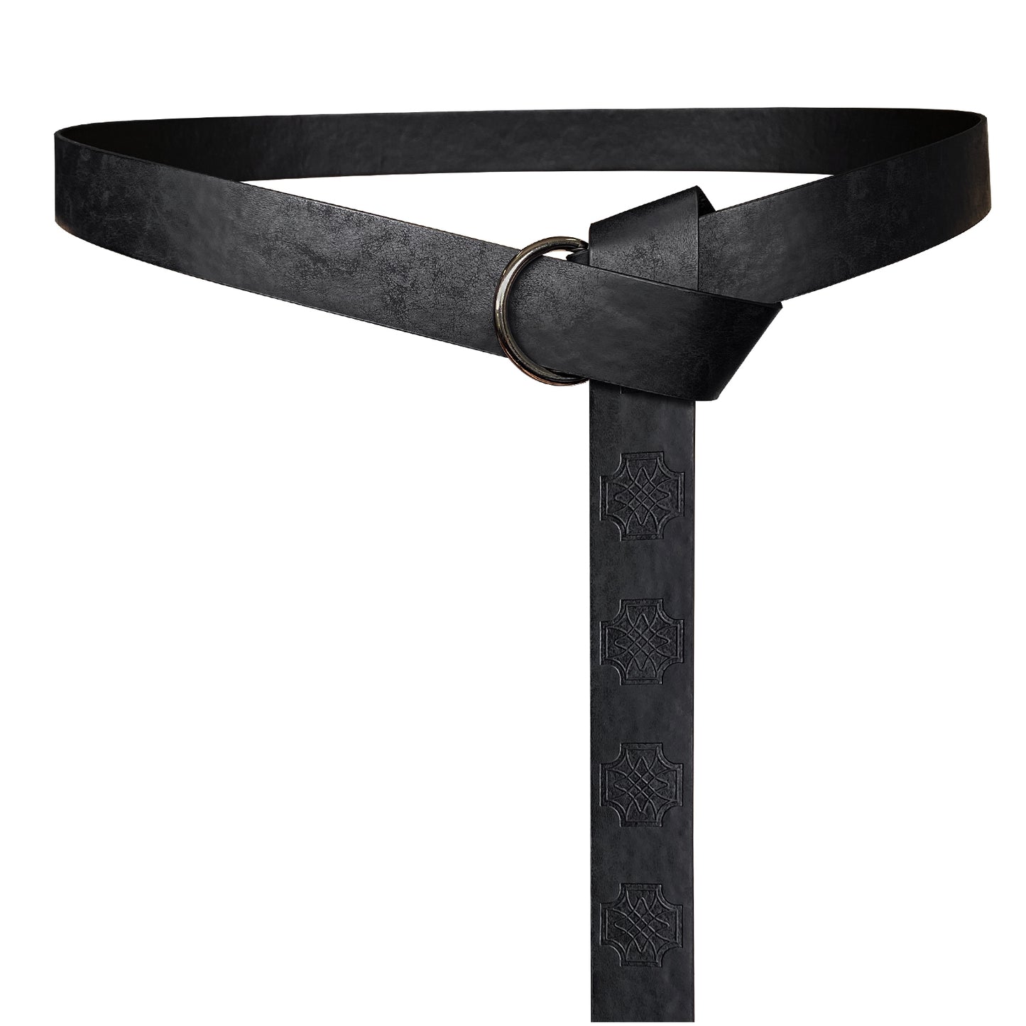 HiiFeuer Medieval Embossed PU Leather O-Ring Belt, Retro Renaissance Knight Belt