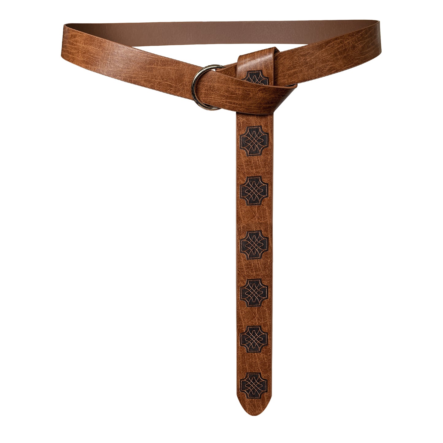 HiiFeuer Medieval Embossed PU Leather O-Ring Belt, Retro Renaissance Knight Belt