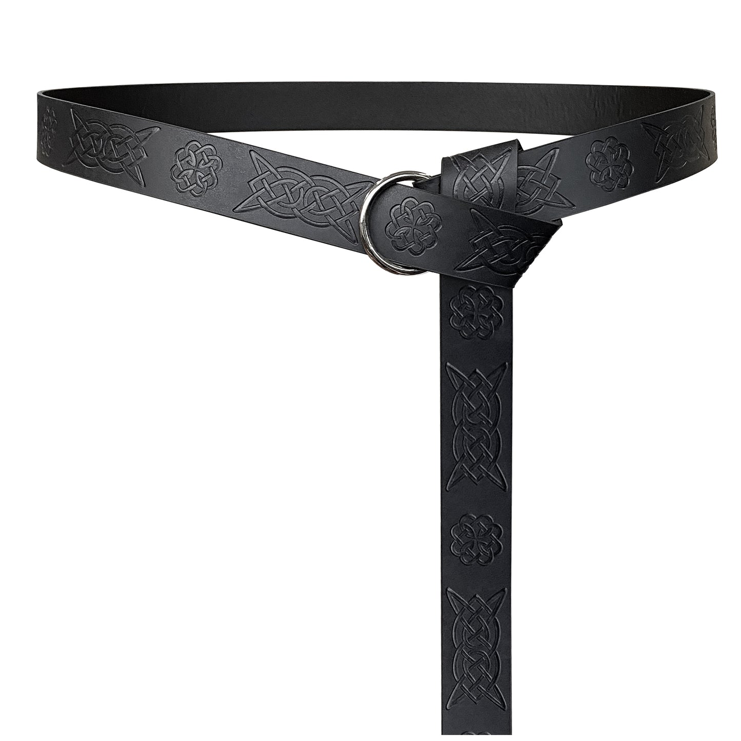 HiiFeuer Medieval Embossed PU Leather O-Ring Belt, Retro Renaissance Knight Belt
