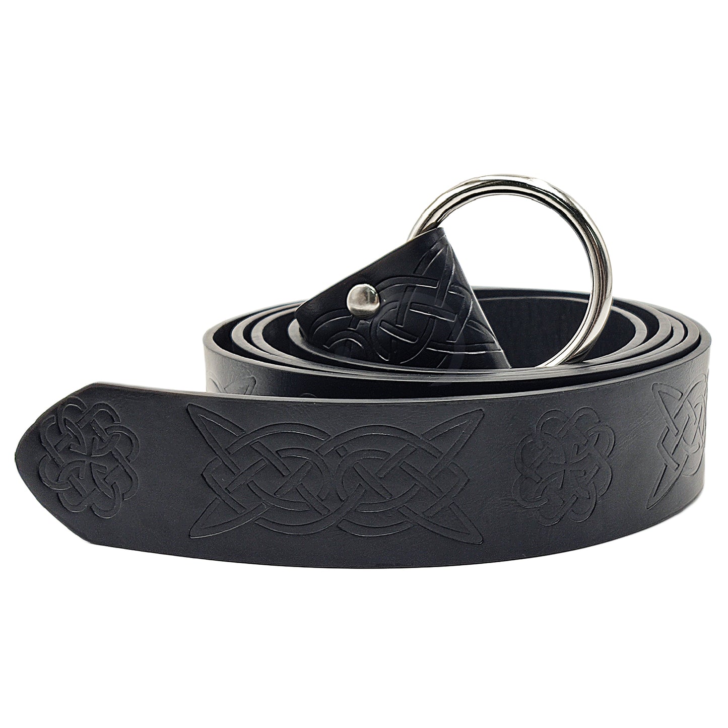 HiiFeuer Medieval Embossed PU Leather O-Ring Belt, Retro Renaissance Knight Belt
