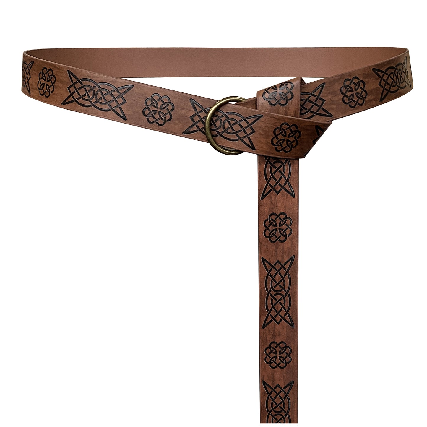 HiiFeuer Medieval Embossed PU Leather O-Ring Belt, Retro Renaissance Knight Belt