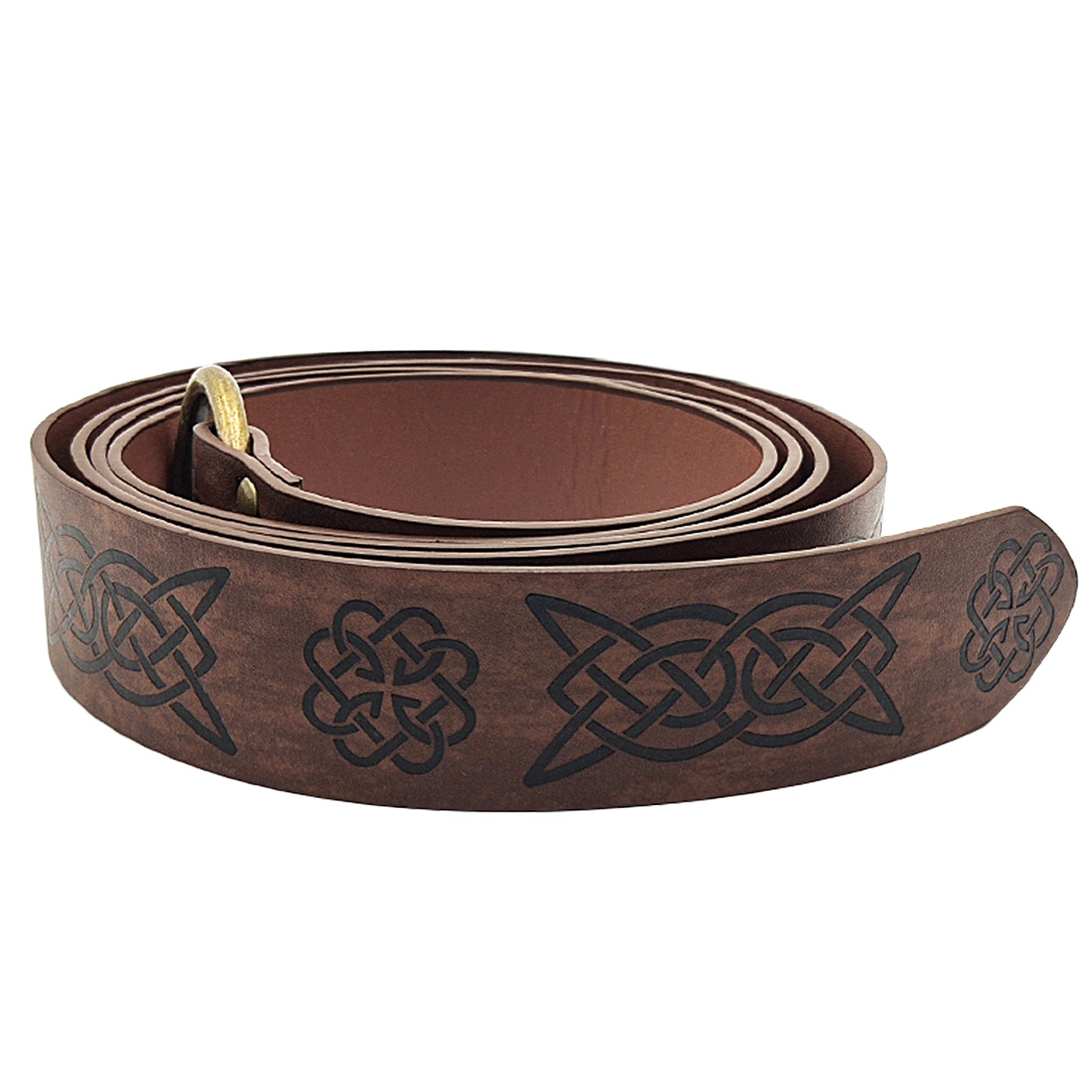 HiiFeuer Medieval Embossed PU Leather O-Ring Belt, Retro Renaissance Knight Belt