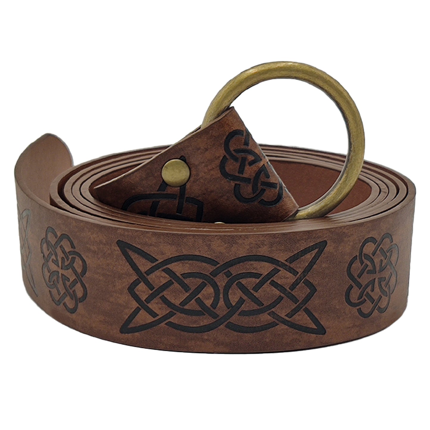 HiiFeuer Medieval Embossed PU Leather O-Ring Belt, Retro Renaissance Knight Belt