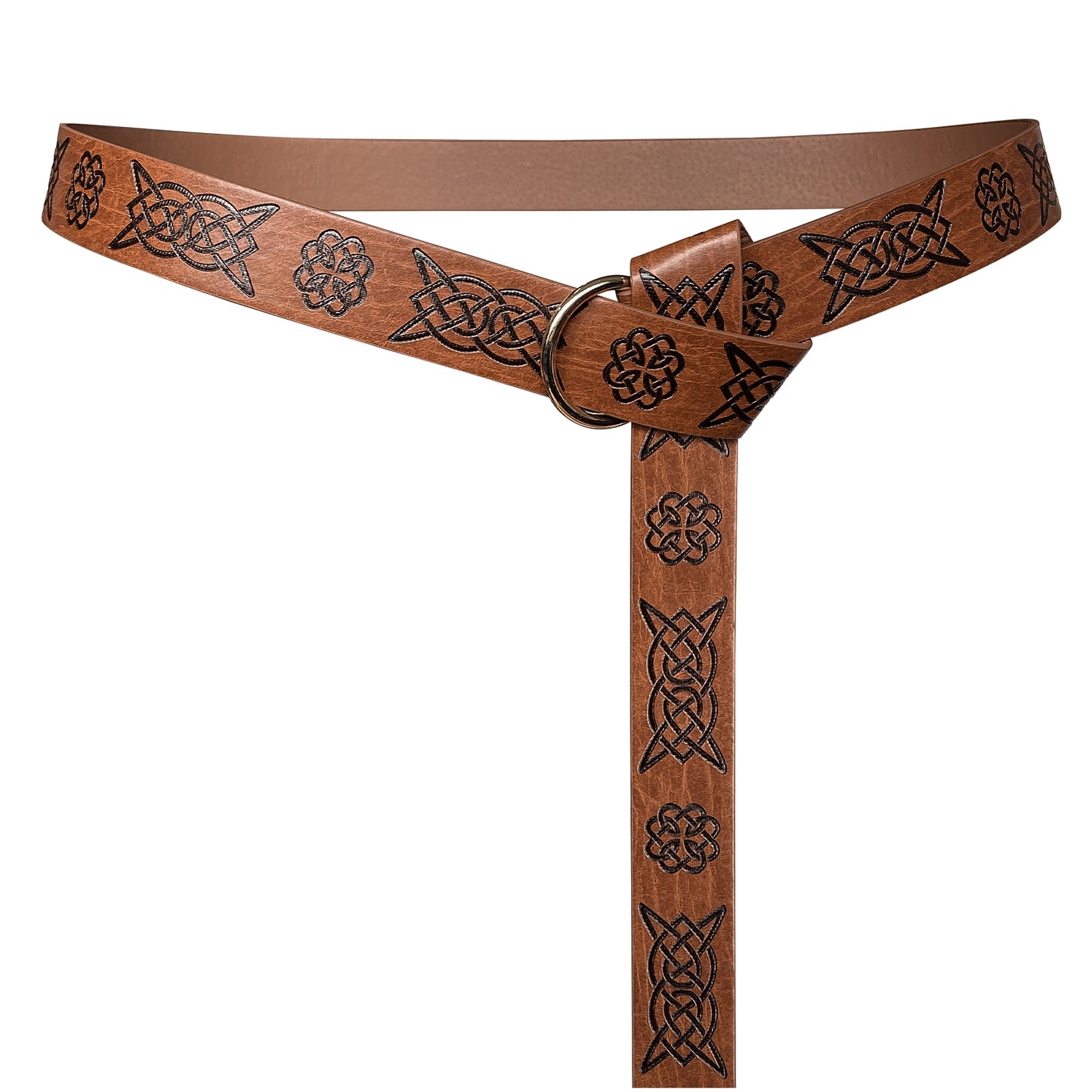 HiiFeuer Medieval Embossed PU Leather O-Ring Belt, Retro Renaissance Knight Belt
