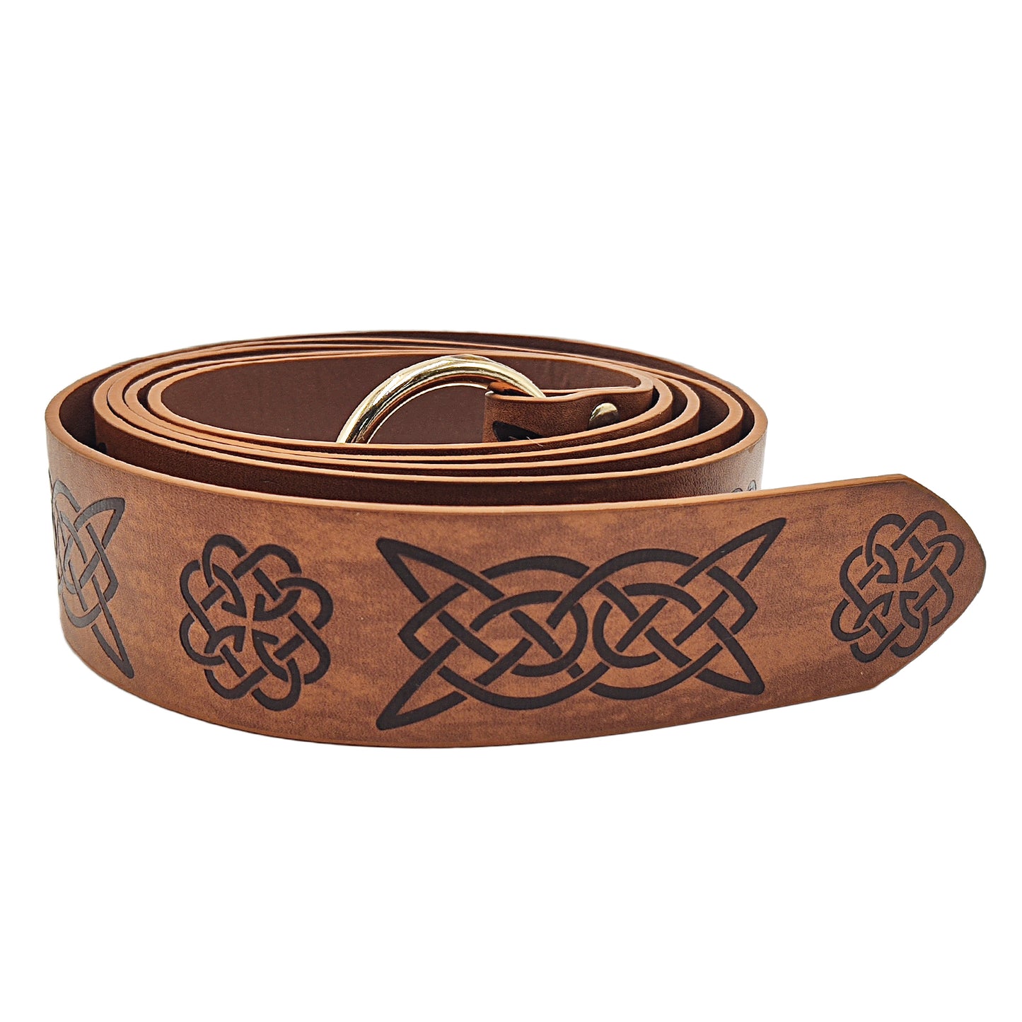 HiiFeuer Medieval Embossed PU Leather O-Ring Belt, Retro Renaissance Knight Belt