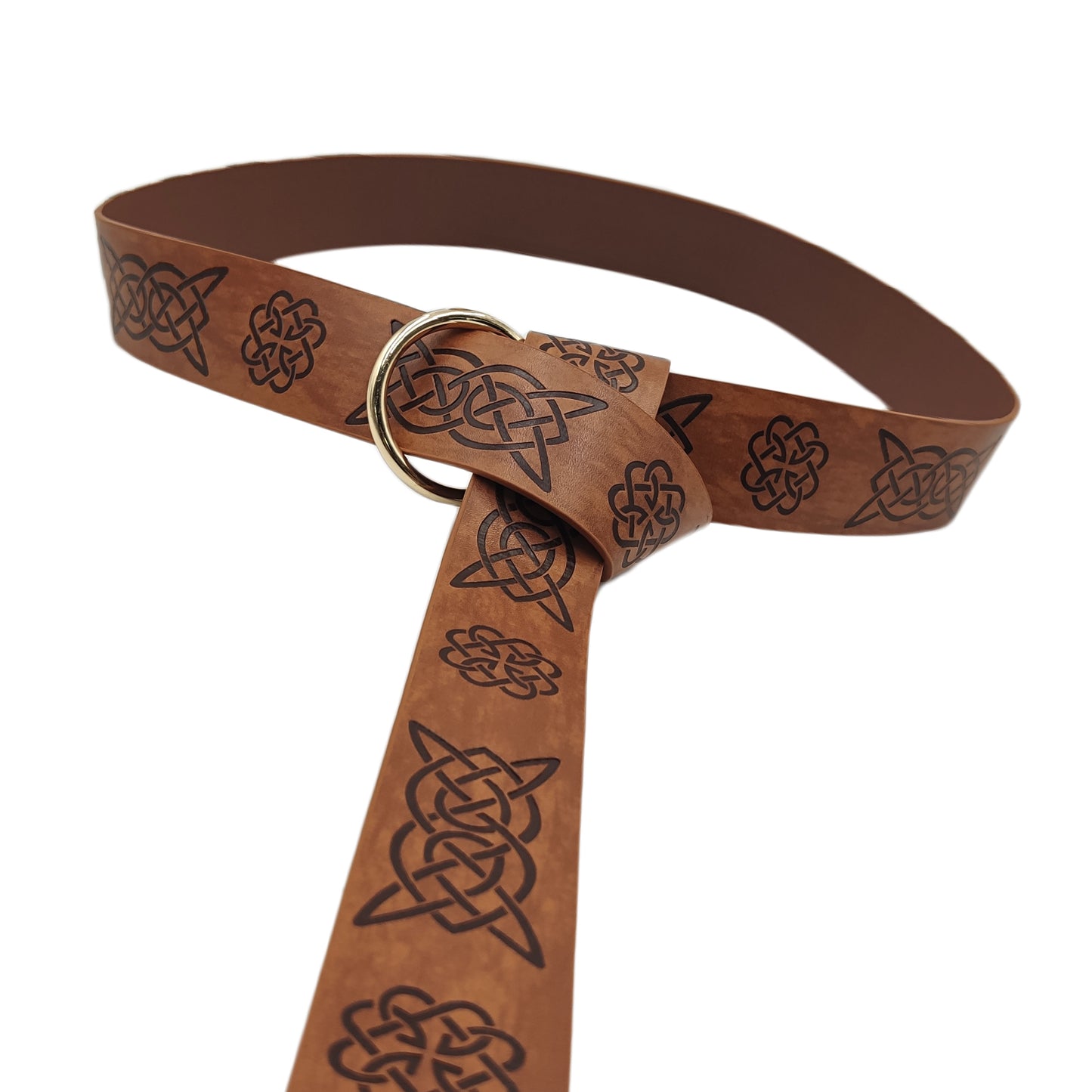 HiiFeuer Medieval Embossed PU Leather O-Ring Belt, Retro Renaissance Knight Belt