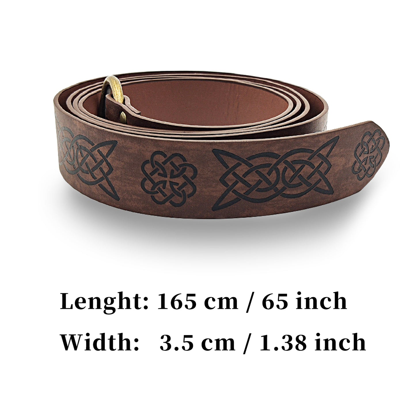 HiiFeuer Medieval Embossed PU Leather O-Ring Belt, Retro Renaissance Knight Belt