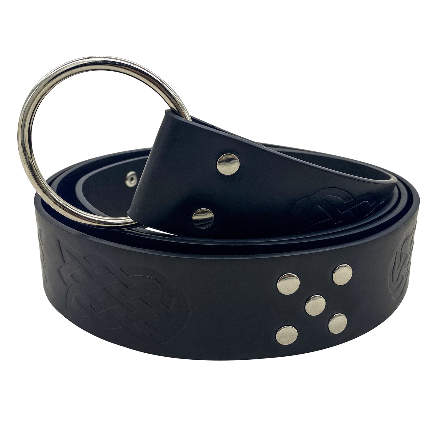 HiiFeuer Medieval Embossed PU Leather O-Ring Belt, Retro Renaissance Knight Belt