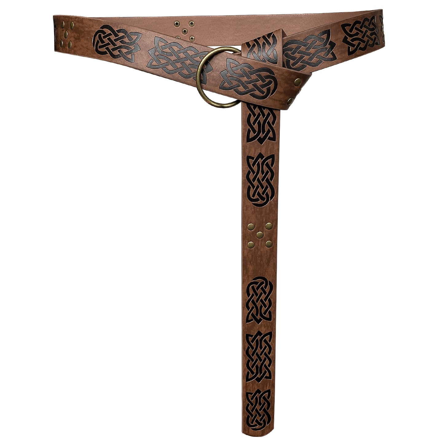 HiiFeuer Medieval Embossed PU Leather O-Ring Belt, Retro Renaissance Knight Belt