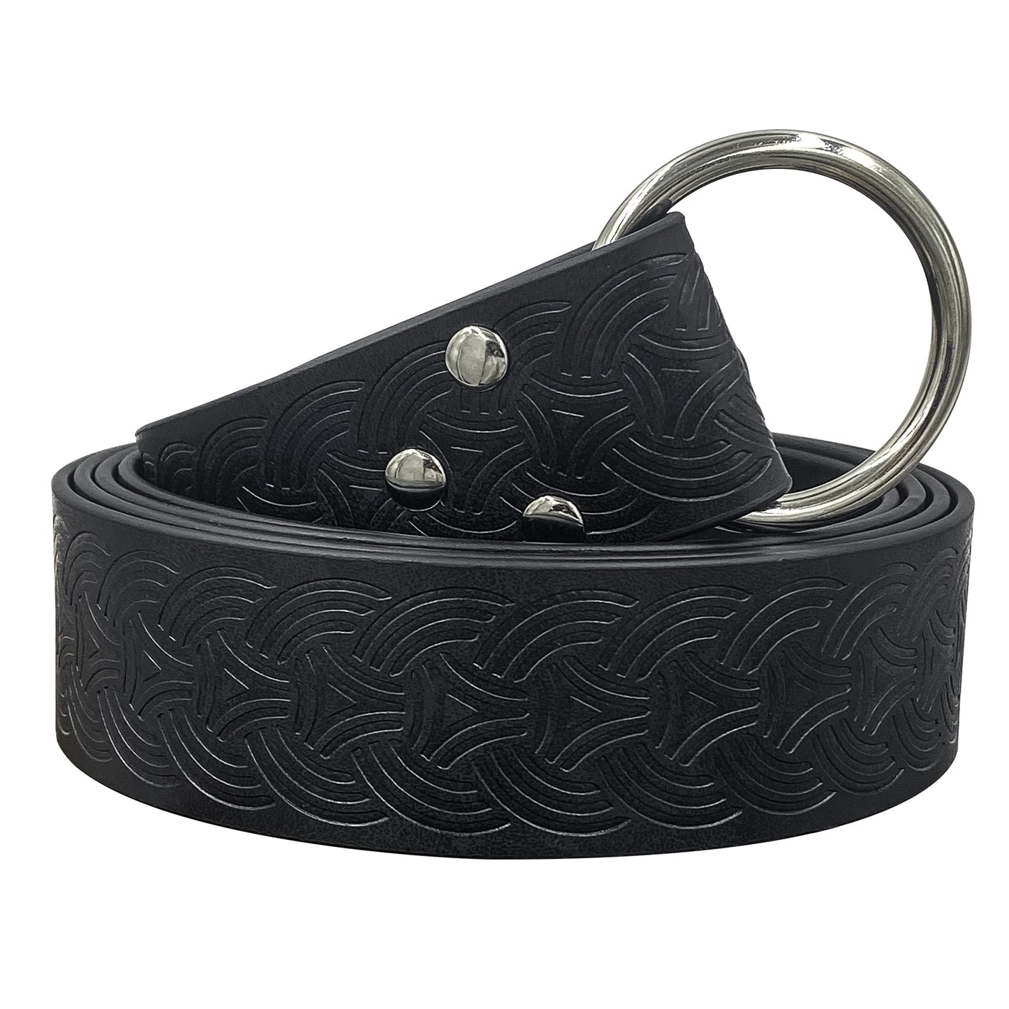 HiiFeuer Medieval Embossed PU Leather O-Ring Belt, Retro Renaissance Knight Belt