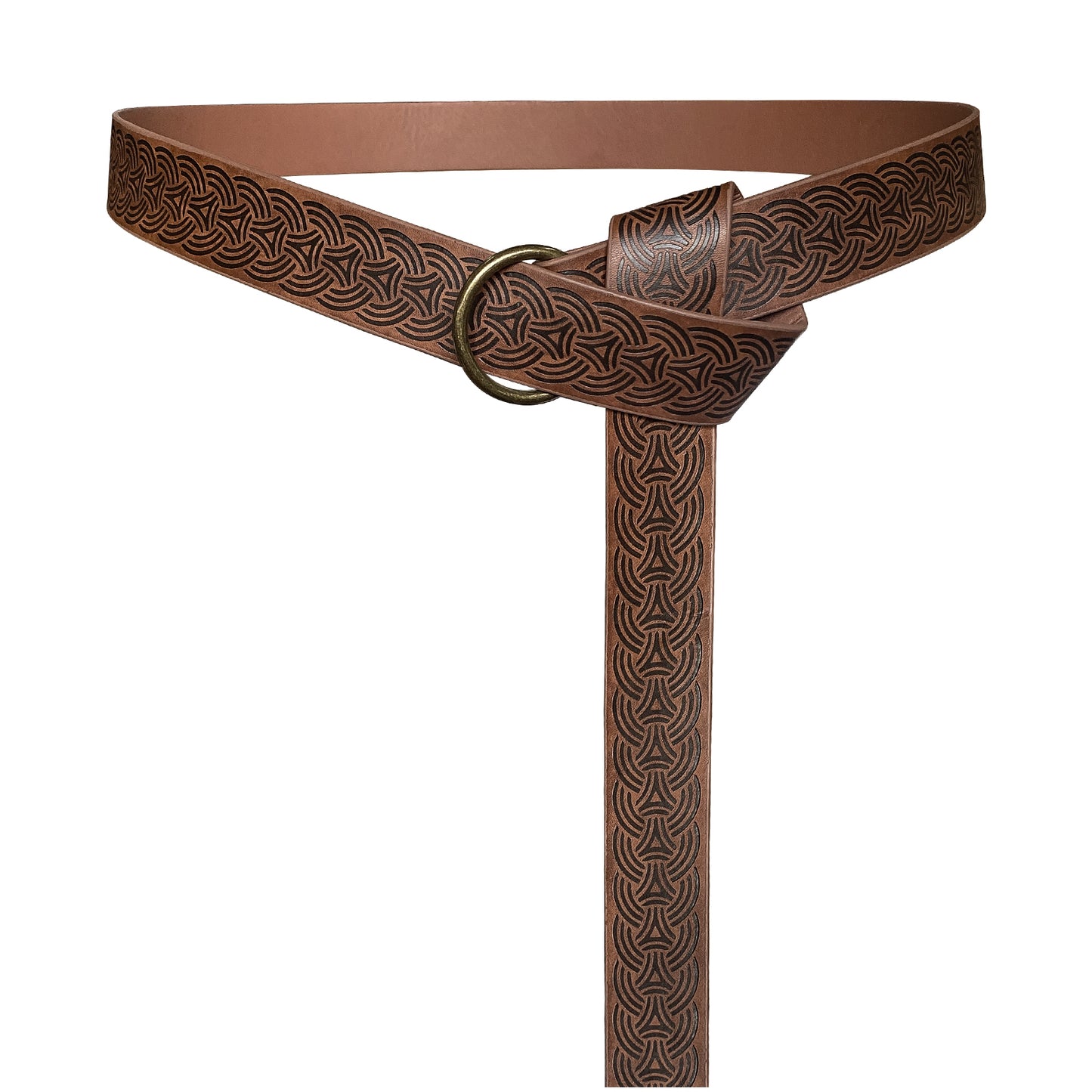 HiiFeuer Medieval Embossed PU Leather O-Ring Belt, Retro Renaissance Knight Belt