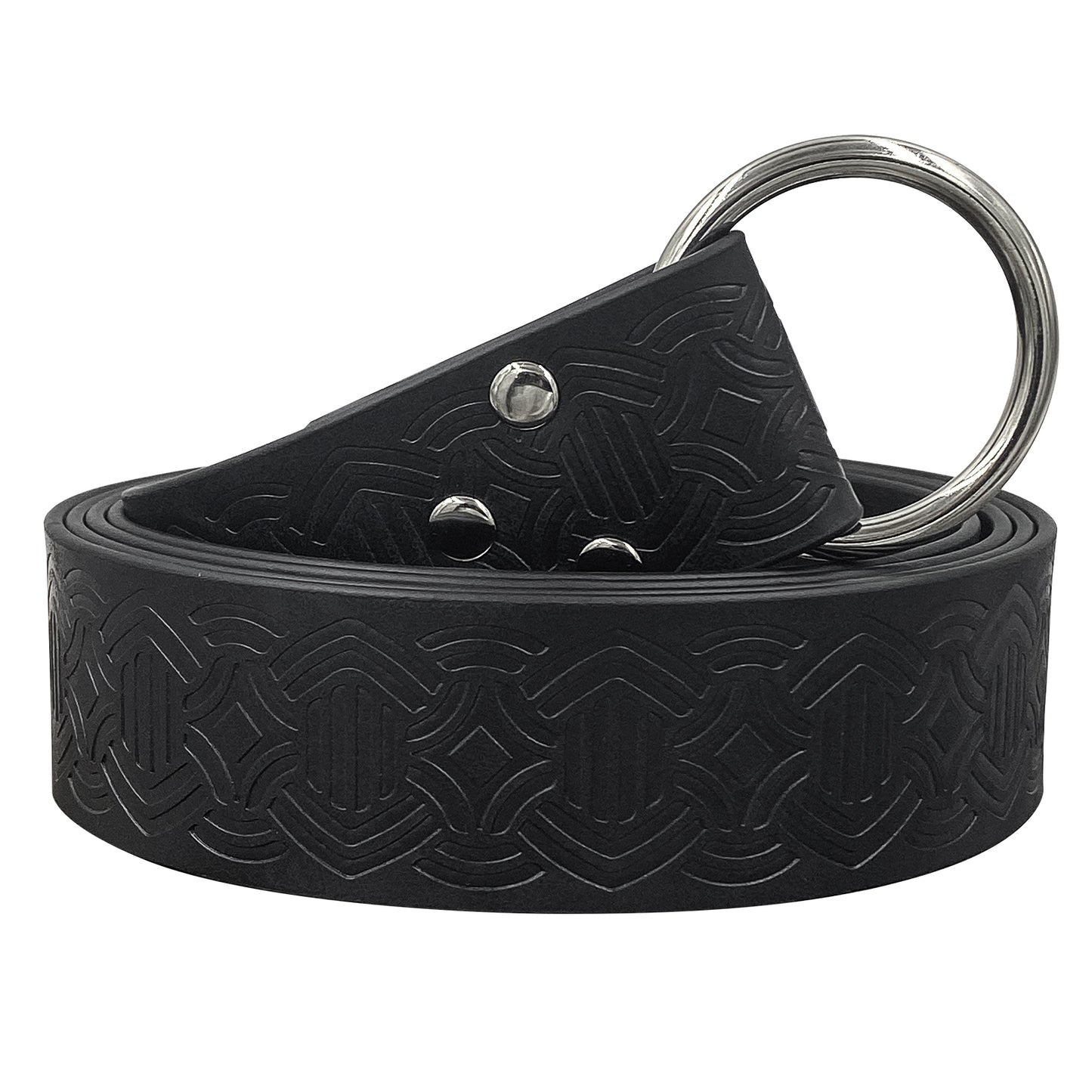 HiiFeuer Medieval Embossed PU Leather O-Ring Belt, Retro Renaissance Knight Belt