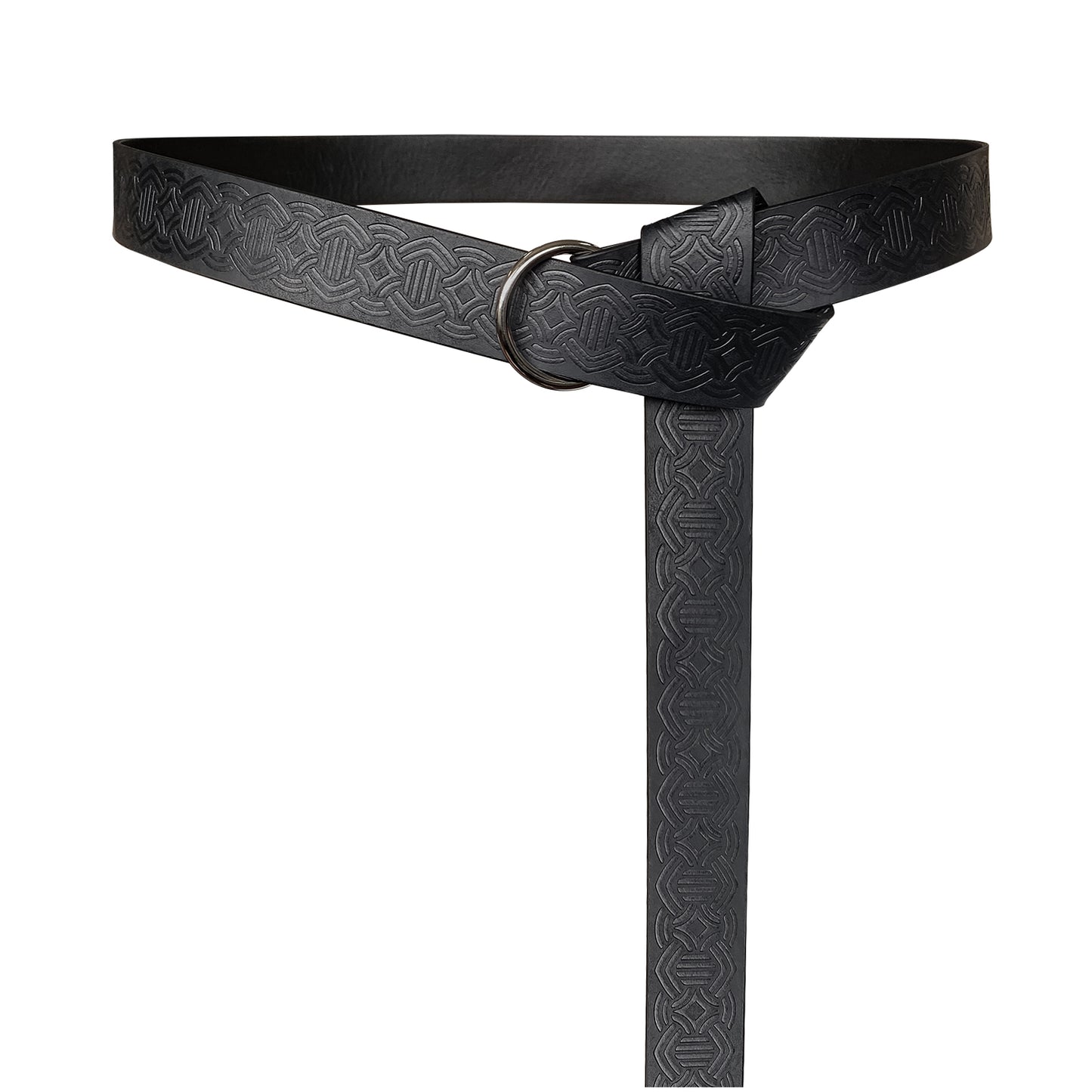 HiiFeuer Medieval Embossed PU Leather O-Ring Belt, Retro Renaissance Knight Belt