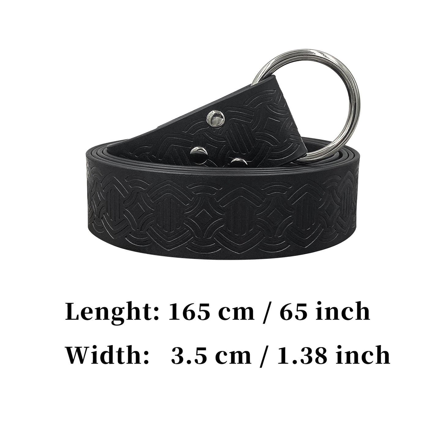 HiiFeuer Medieval Embossed PU Leather O-Ring Belt, Retro Renaissance Knight Belt