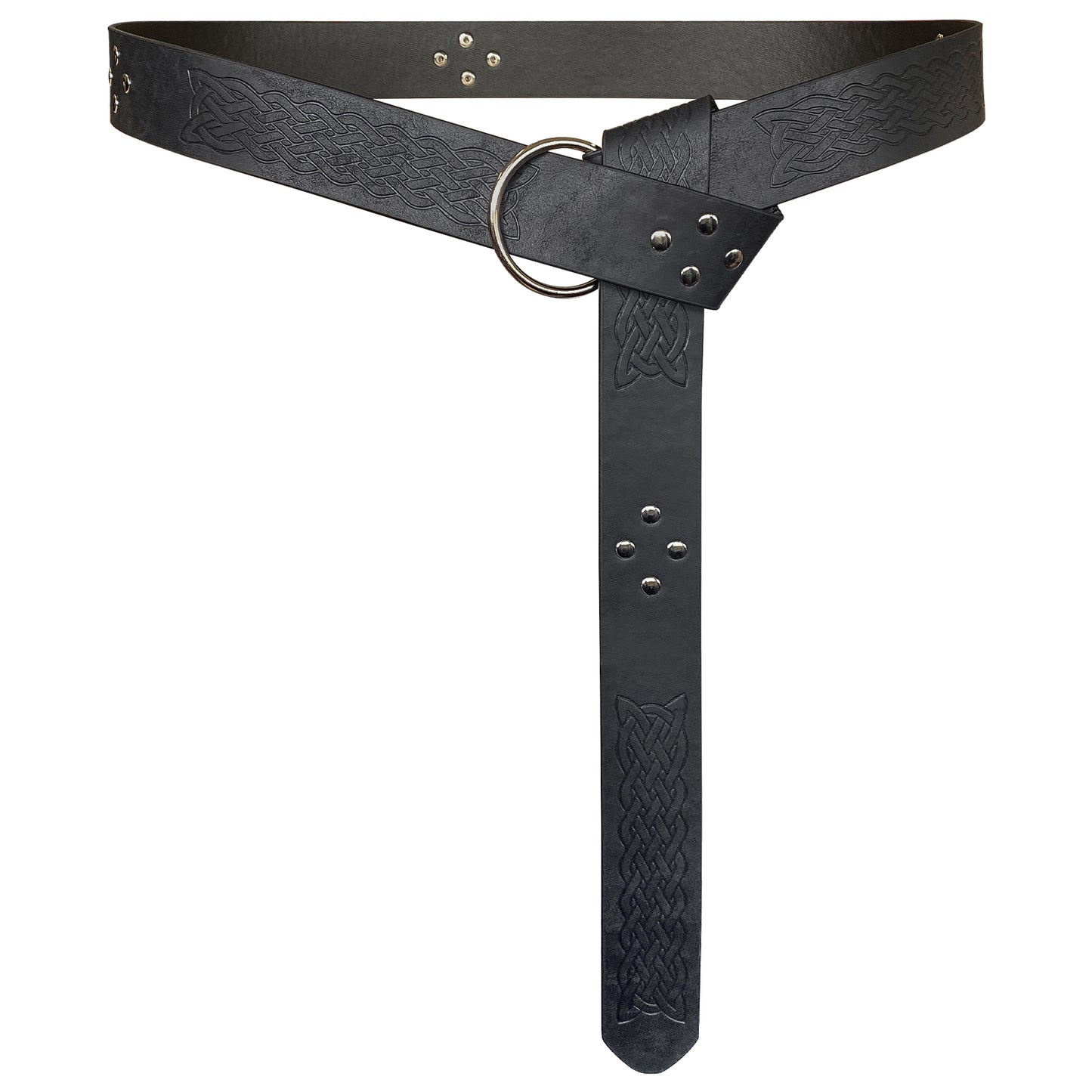 HiiFeuer Medieval Embossed PU Leather O-Ring Belt, Retro Renaissance Knight Belt