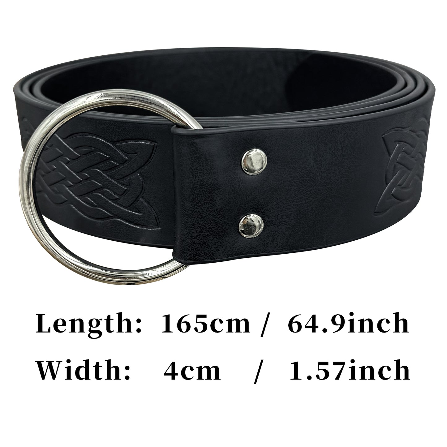 HiiFeuer Medieval Embossed PU Leather O-Ring Belt, Retro Renaissance Knight Belt