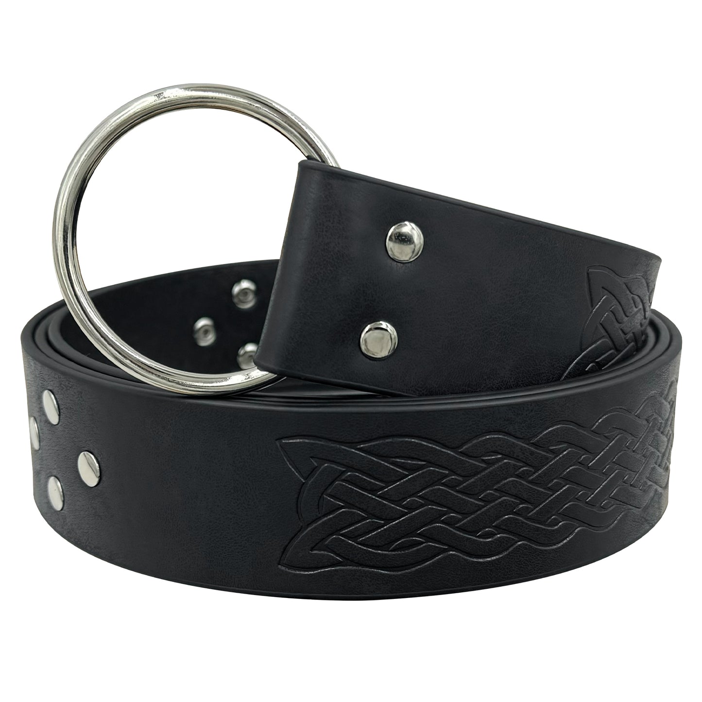 HiiFeuer Medieval Embossed PU Leather O-Ring Belt, Retro Renaissance Knight Belt