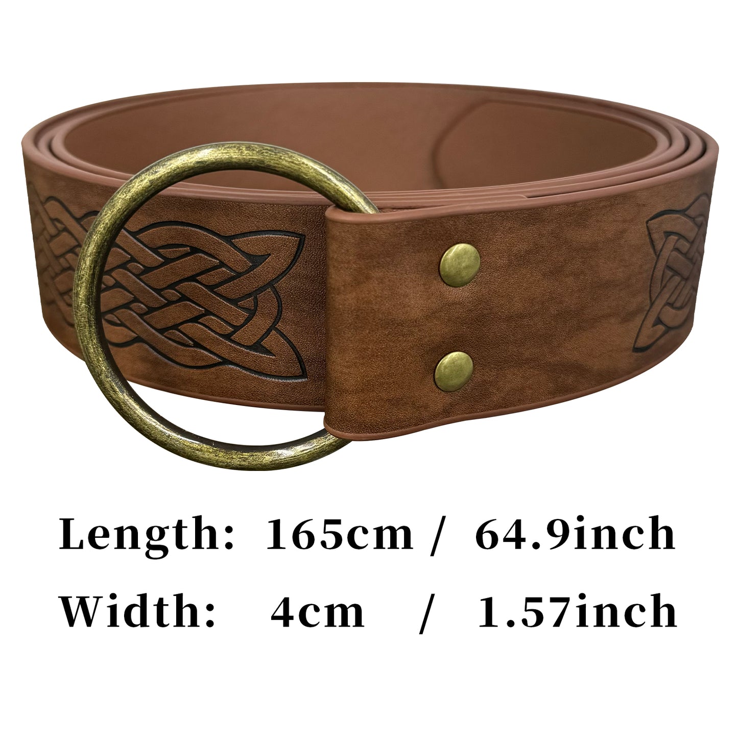 HiiFeuer Medieval Embossed PU Leather O-Ring Belt, Retro Renaissance Knight Belt