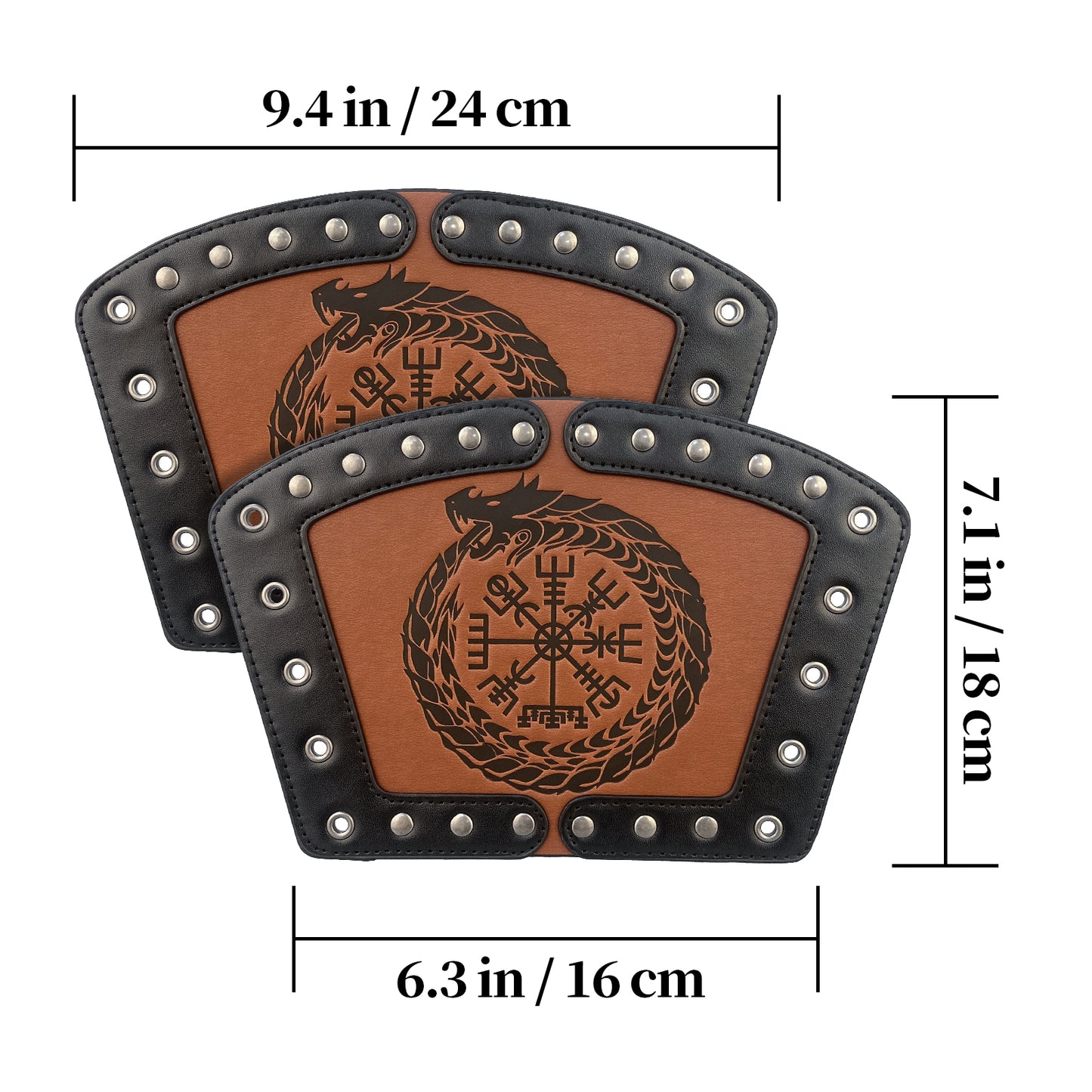 HiiFeuer Embossed Viking Symble Faux Leather Arm Armor, Viking Gauntlet Bracers, Knight Arm Guards for LARP Ren Faire