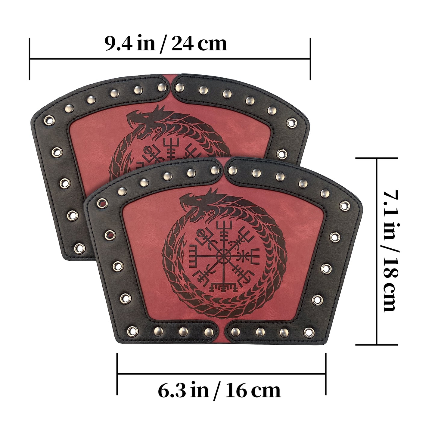 HiiFeuer Embossed Viking Symble Faux Leather Arm Armor, Viking Gauntlet Bracers, Knight Arm Guards for LARP Ren Faire