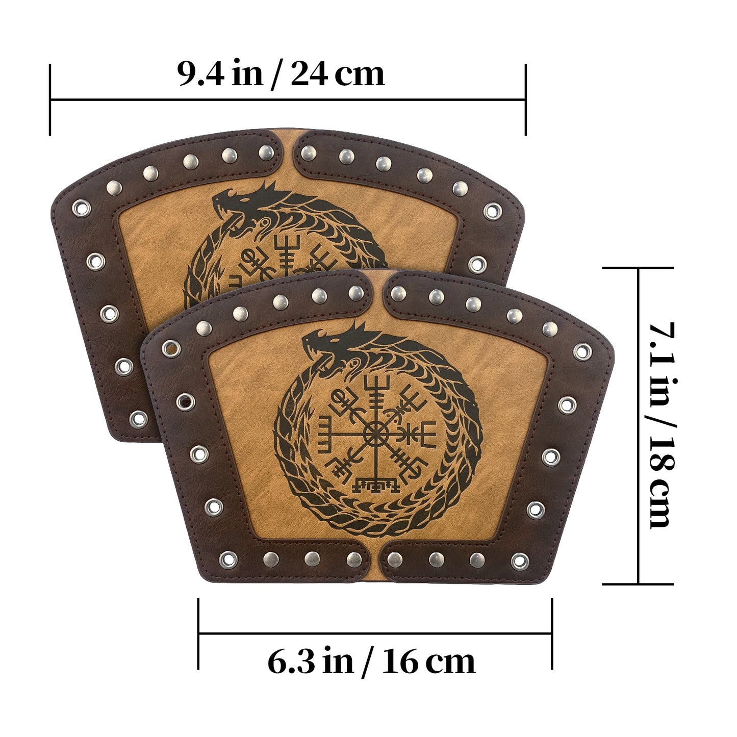 HiiFeuer Embossed Viking Symble Faux Leather Arm Armor, Viking Gauntlet Bracers, Knight Arm Guards for LARP Ren Faire