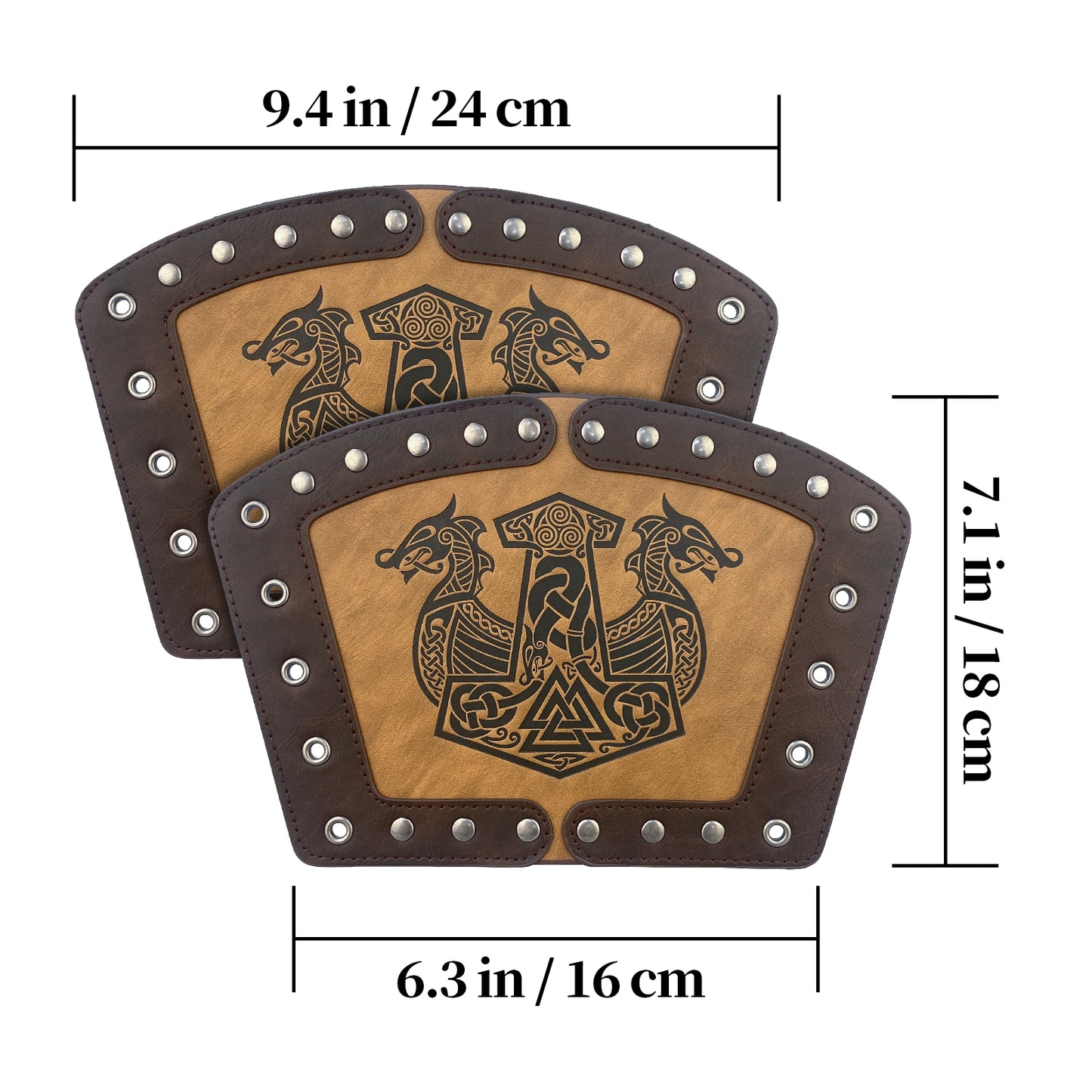 HiiFeuer Embossed Viking Symble Faux Leather Arm Armor, Viking Gauntlet Bracers, Knight Arm Guards for LARP Ren Faire