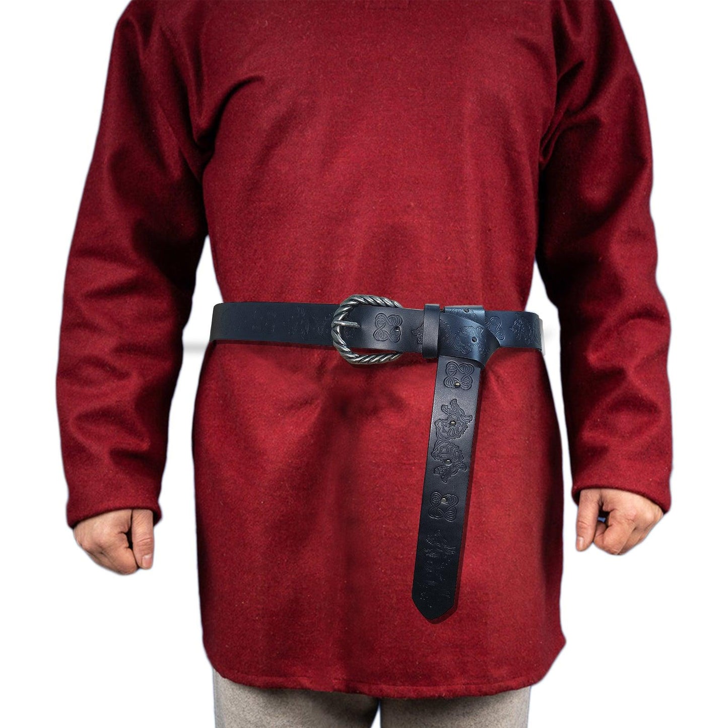 HiiFeuer Viking Fenrir Embossed Faux Leather Buckle Belt, Medieval Knight Belt