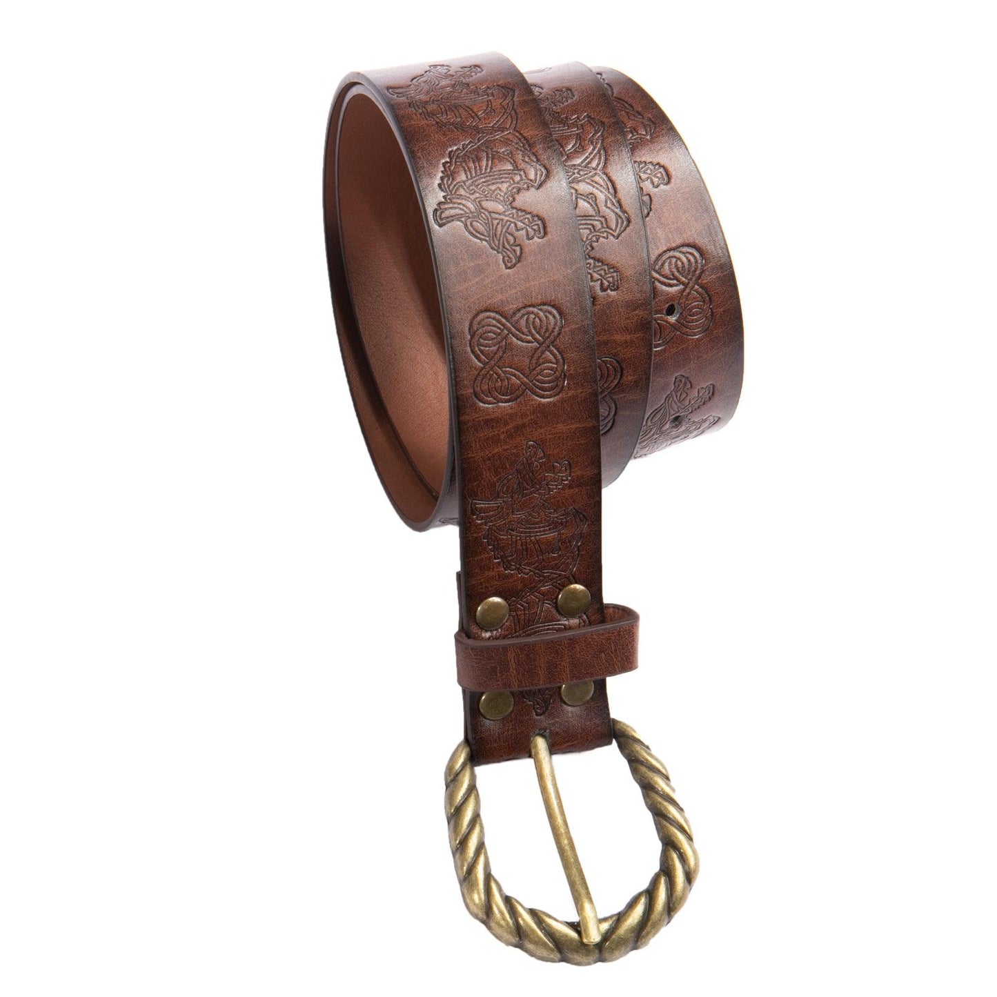 HiiFeuer Viking Fenrir Embossed Faux Leather Buckle Belt, Medieval Knight Belt