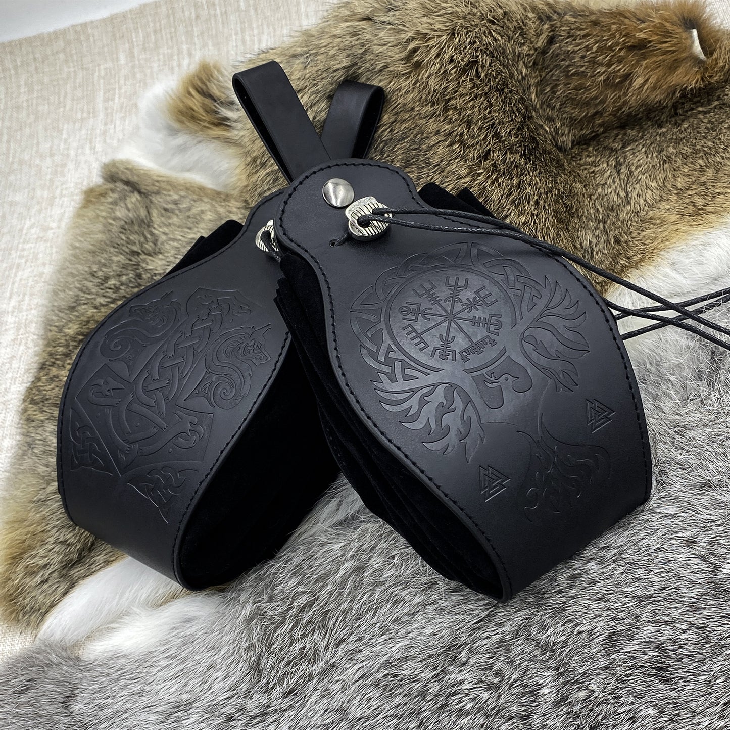 HiiFeuer Medieval Faux Leather Pouch, Portable Drawstring Purse, Vintage Belt Pouch Dice Bag For LARP Ren Faire